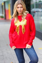 Load image into Gallery viewer, All I Want Red Sequin Bow Embroidery Knit Sweater
