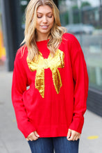 Load image into Gallery viewer, All I Want Red Sequin Bow Embroidery Knit Sweater
