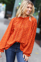 Load image into Gallery viewer, Thinking Of You Rust Ditzy Floral Frill Neck Top
