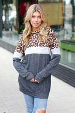 Load image into Gallery viewer, Charcoal &amp; Heather Grey Leopard Color Block Top
