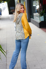 Load image into Gallery viewer, Mustard Stripe &amp; Animal Print Banded Button Down Hoodie
