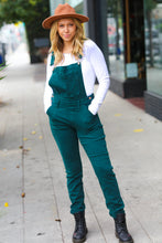 Load image into Gallery viewer, Feeling The Love Teal High Waist Denim Double Cuff Overalls

