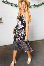Load image into Gallery viewer, Black Floral Fit &amp; Flare Sleeveless Midi Dress

