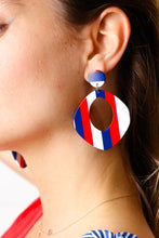 Load image into Gallery viewer, Americana Resin Oval Dangle Earrings

