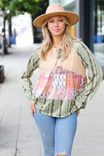 Load image into Gallery viewer, Olive &amp; Mustard Boho Two Tone Tiered Babydoll Top

