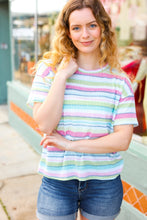 Load image into Gallery viewer, Lime &amp; Navy Textured Vintage Stripe Sweater Top
