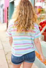 Load image into Gallery viewer, Lime &amp; Navy Textured Vintage Stripe Sweater Top
