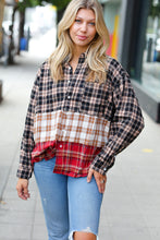 Load image into Gallery viewer, Taupe &amp; Red Plaid Color Block Shacket
