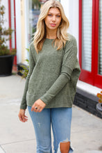 Load image into Gallery viewer, Weekend Ready Olive Melange Hacci Dolman Sweater
