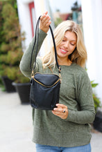 Load image into Gallery viewer, Black Vegan Leather Two Pocket Mini Cross Body
