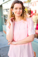 Load image into Gallery viewer, Spread Joy Blush Mock Neck Embroidered Woven Top

