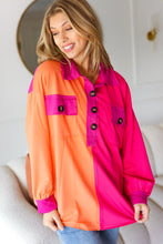 Load image into Gallery viewer, Feeling Bold Orange &amp; Fuchsia Color Block Button Down Top
