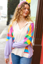 Load image into Gallery viewer, Feeling Bold Lilac Multicolor Stripe Collared V Neck Pullover
