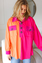 Load image into Gallery viewer, Feeling Bold Orange &amp; Fuchsia Color Block Button Down Top
