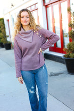 Load image into Gallery viewer, Tried And True Mauve Cowl Neck Button Detail Sweater
