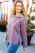Load image into Gallery viewer, Tried And True Mauve Cowl Neck Button Detail Sweater
