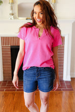 Load image into Gallery viewer, Feel Your Best Fuchsia Baby Waffle Henley Neckline Top
