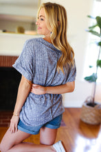 Load image into Gallery viewer, Weekend Ready Denim Banded V Neck Textured Slub Rib Top
