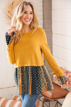 Load image into Gallery viewer, Mustard Hacci Babydoll Floral Print Top
