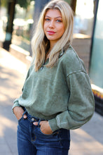 Load image into Gallery viewer, Olive Half Zip Cropped Pullover Sweater

