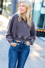 Load image into Gallery viewer, Mocha Half Zip Cropped Pullover Sweater
