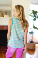 Load image into Gallery viewer, Casual Living Mint Multicolor Stripe Textured Knit Tank Top
