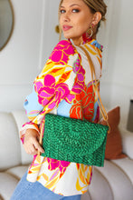 Load image into Gallery viewer, Emerald Green Raffia Woven Clutch Bag
