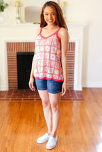Load image into Gallery viewer, Coral Flower Power Waffle Knit Sleeveless Top
