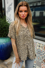 Load image into Gallery viewer, Best In Bold Sage Animal Print V Neck Dolman Side Slit Top

