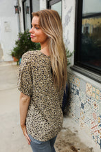 Load image into Gallery viewer, Best In Bold Sage Animal Print V Neck Dolman Side Slit Top
