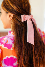 Load image into Gallery viewer, Soft Pink Velvet Barrette Clip Bow
