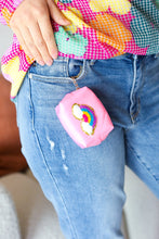 Load image into Gallery viewer, Bubblegum Pink Rainbow Patch Coin Purse Keychain
