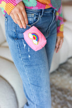 Load image into Gallery viewer, Bubblegum Pink Rainbow Patch Coin Purse Keychain
