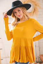 Load image into Gallery viewer, Sunflower Hacci Ribbed Tiered Babydoll Top
