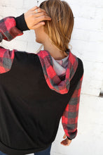 Load image into Gallery viewer, Plaid &amp; Leopard Print Color Block Hoodie
