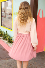 Load image into Gallery viewer, Feeling Femme Mauve &amp; Peach Twofer Pleated Skirt Dress
