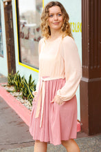 Load image into Gallery viewer, Feeling Femme Mauve &amp; Peach Twofer Pleated Skirt Dress
