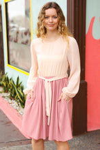 Load image into Gallery viewer, Feeling Femme Mauve &amp; Peach Twofer Pleated Skirt Dress
