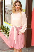 Load image into Gallery viewer, Feeling Femme Mauve &amp; Peach Twofer Pleated Skirt Dress
