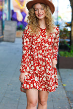 Load image into Gallery viewer, Just Be You Rust Floral Long Sleeve Babydoll Dress

