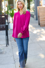 Load image into Gallery viewer, Feminine Flair Magenta Banded V Neck Smocked Top
