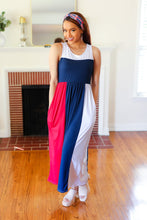 Load image into Gallery viewer, Patriotic Color Block Fit &amp; Flare Maxi Dress
