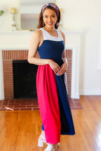 Load image into Gallery viewer, Patriotic Color Block Fit &amp; Flare Maxi Dress
