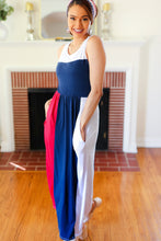 Load image into Gallery viewer, Patriotic Color Block Fit &amp; Flare Maxi Dress
