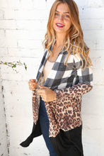 Load image into Gallery viewer, Brushed Hacci Plaid Leopard Color Block Cardigan
