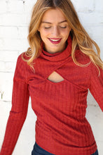 Load image into Gallery viewer, Rust Rib Turtleneck Cut Out Overlap Sweater
