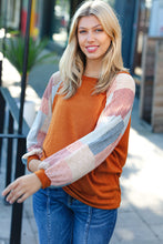 Load image into Gallery viewer, Rust Multicolor Print Textured Knit Top
