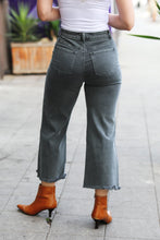 Load image into Gallery viewer, Everyday Ash Black Acid Wash High Waist Fray Wide Crop Jeans

