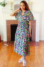 Load image into Gallery viewer, All For You Navy Multicolor Abstract Print Smocked Waist Maxi Dress
