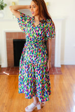 Load image into Gallery viewer, All For You Navy Multicolor Abstract Print Smocked Waist Maxi Dress
